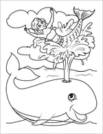mermaid coloring book for kids with a whale spout