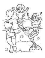 mermaids coloring book for girls playing ball with a sea otter