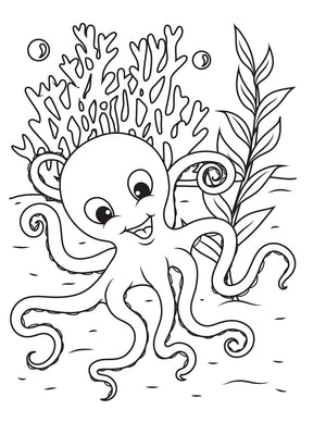 octopus coloring page for kids sea animals for children to color