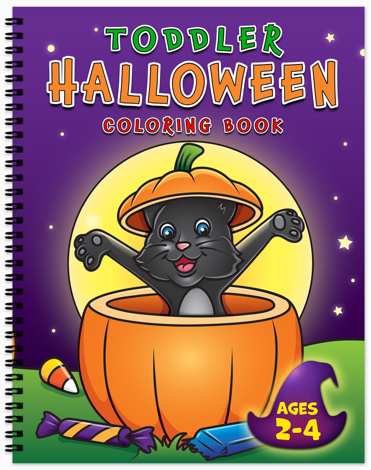 toddler halloween coloring book for kids spooky colouring pages children ages 2-4 preschool spiral bound