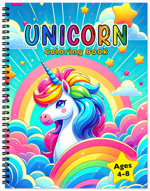 unicorn animals coloring book for kids children colouring pages  for girls horned winged horses rainy day activities color sheets spiral bound