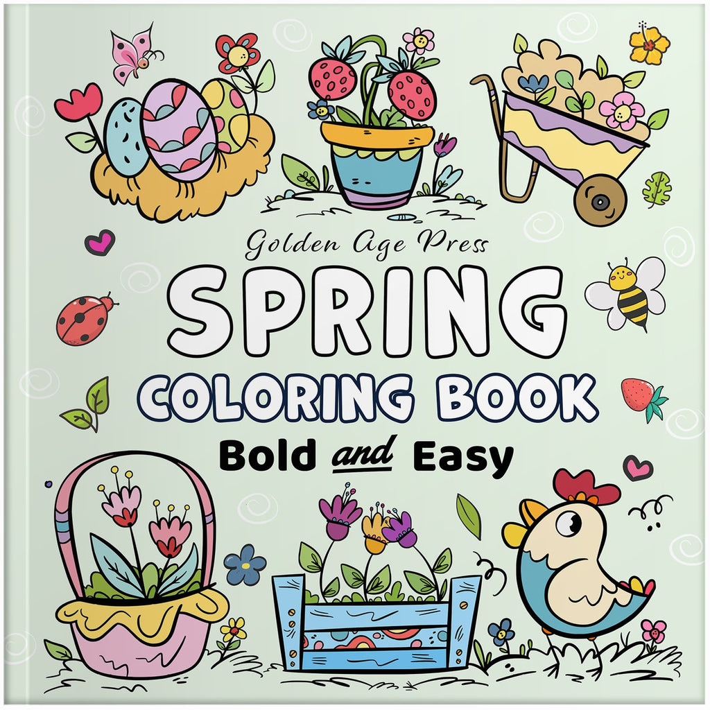 spring and easter bold and easy coloring book large print simple colouring pages for adults teens seniors and beginners