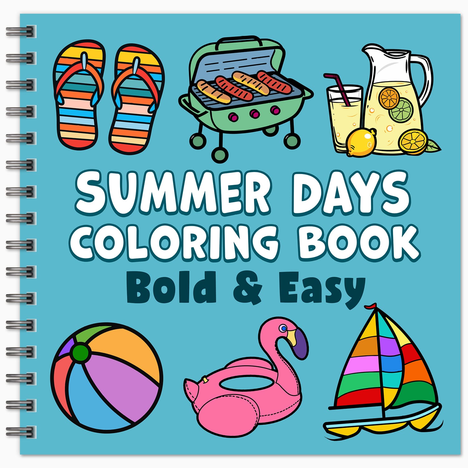 spiral bound version summer bold and easy coloring book large print colouring pages for adults