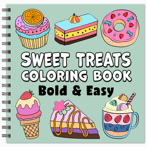 sweet treats bold and easy coloring book large print colouring pages spiral bound