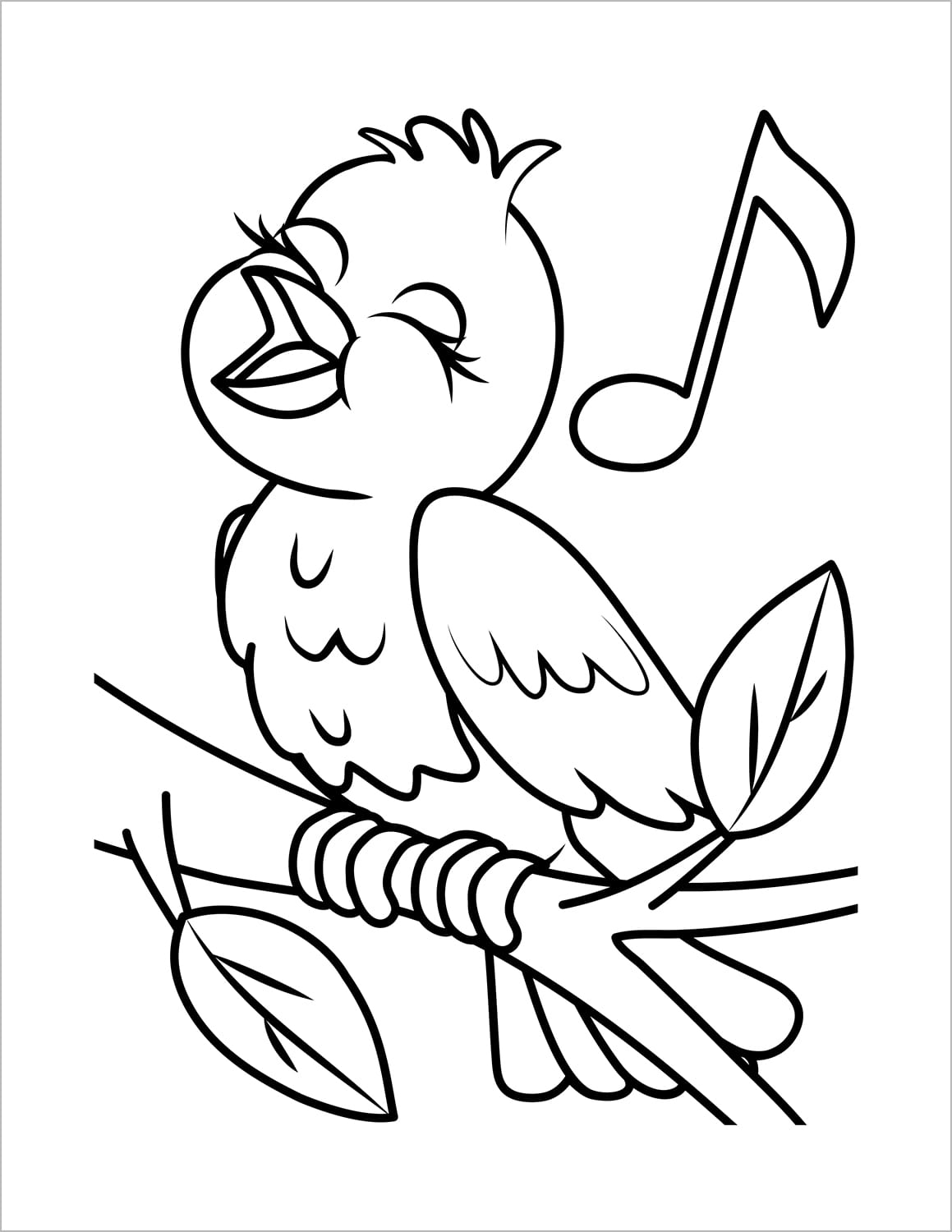toddler easter colouring book for children bird singing spring coloring page