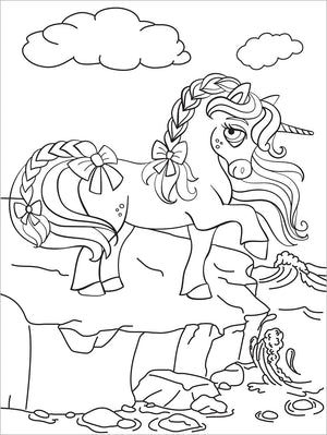 unicorn animals coloring book for kids children colouring pages  for girls horned winged horses rainy day activities color sheets printable download pdf