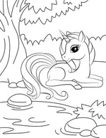 unicorn animals coloring book for kids children colouring pages  for girls horned winged horses rainy day activities color sheets printable download pdf