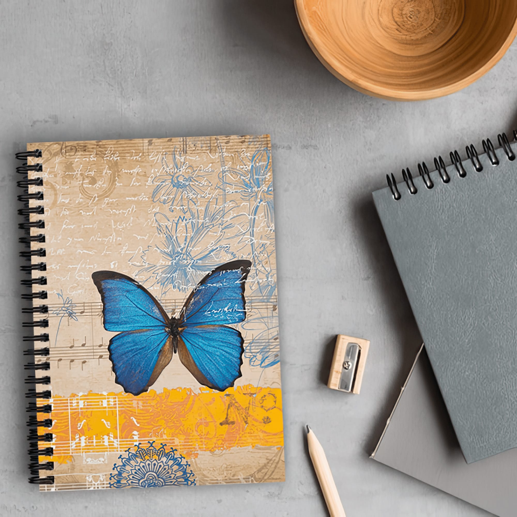 vintage butterfly spiral notebook unique gift writing journal lined and blank