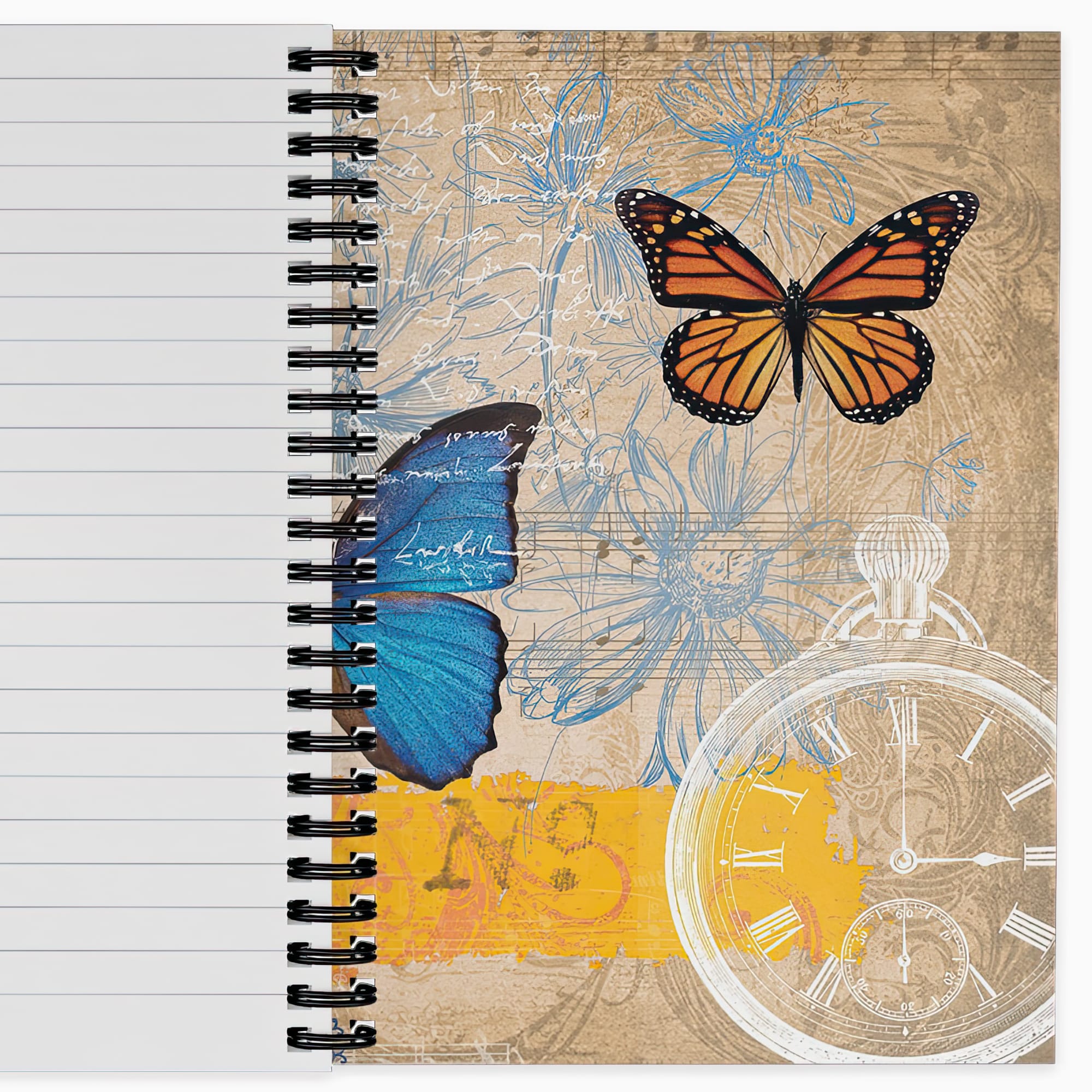 vintage butterfly spiral notebook unique gift writing journal lined and blank