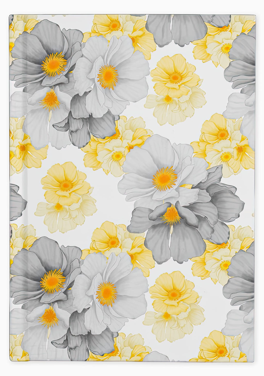 yellow gray floral aesthetic watercolor flowers romantic vintage writing journal notebook lined small A5 and large desktop unique gift